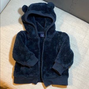 Fuzzy navy Baby Gap jacket 6-12 mo